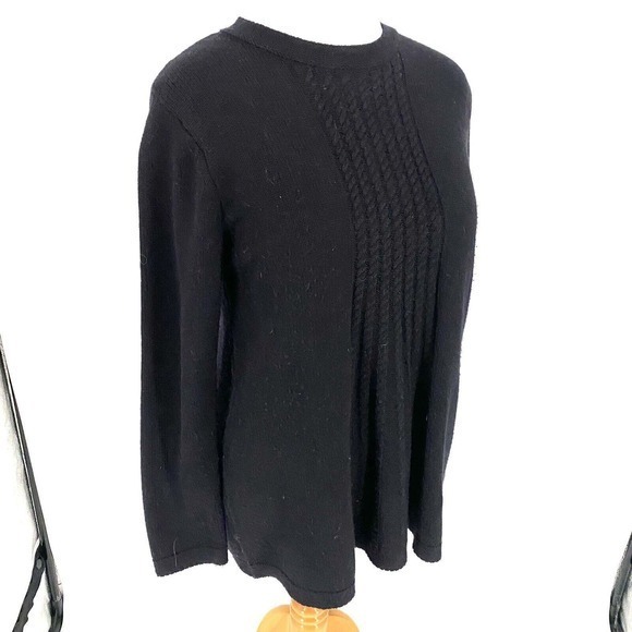 SOFT SURROUNDINGS Size PL Black Cable Knit Pullover Tunic Sweater Swing Style - Picture 5 of 8